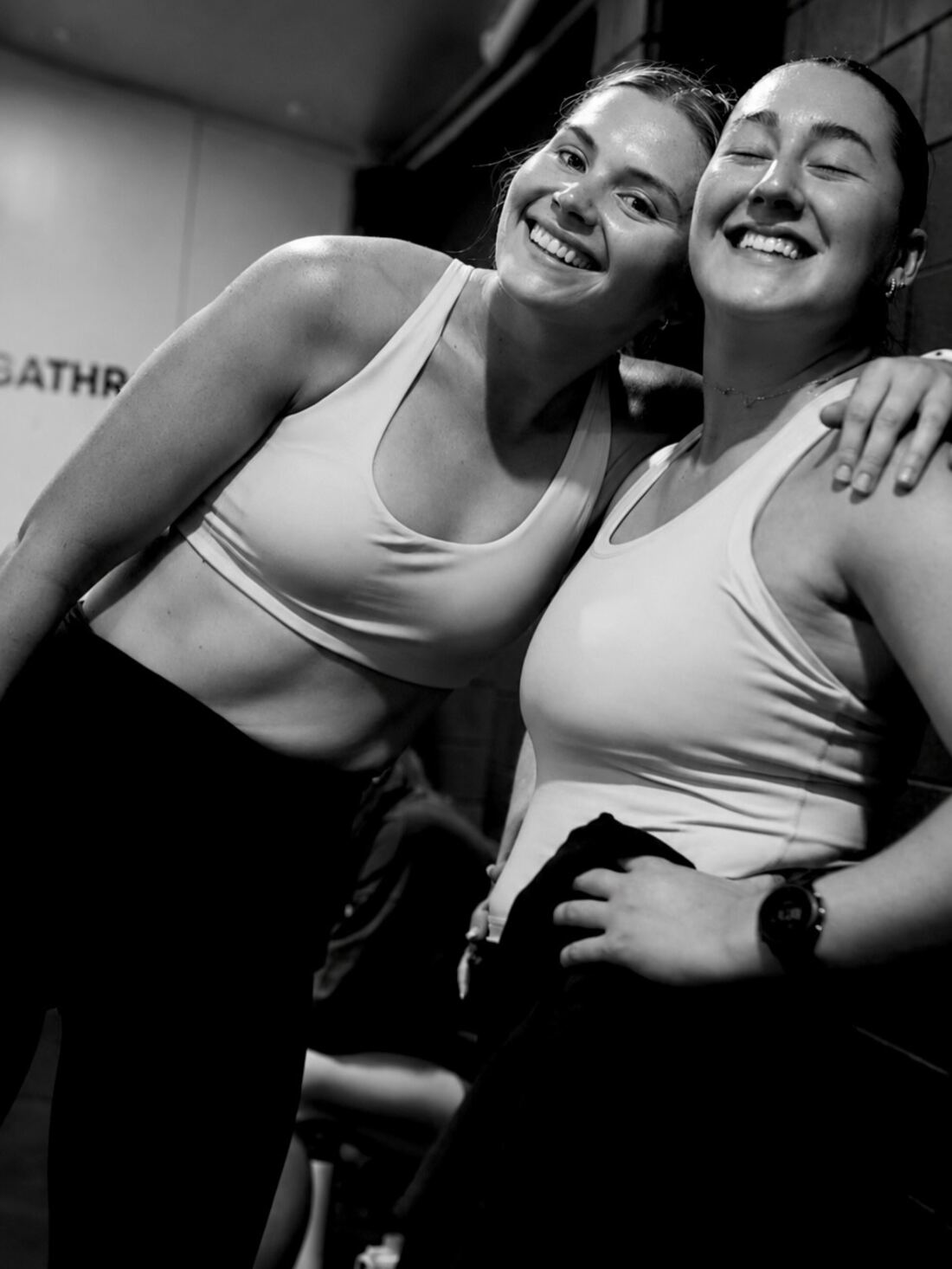Two REVL members laughing after a session